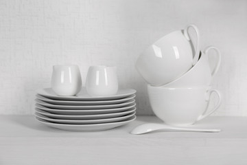 Tableware on a white background