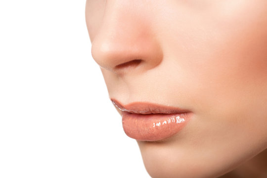 Sexy Lips. Beauty Lipgloss Makeup Detail. Beautiful Make-up Closeup. 