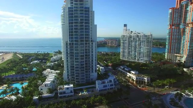 Stock video of Miami Beach South Pointe Drive FL