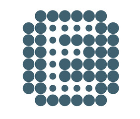 E Logo template, dot matrix vector style.