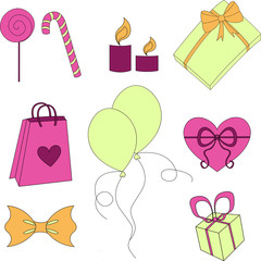 Happy birthday elements colorful set