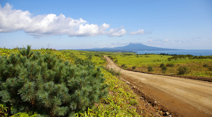 Island Kunashir (southern part), Kuril ridge. 
The road to the volcano Mendeleev
