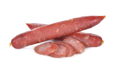 Chinese sausage on white background