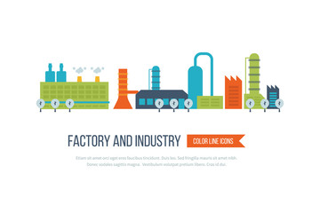 Industrial building factory and power plants icon