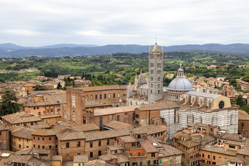 Fototapeta na wymiar Top view of the Cathedral of Siena, Tuscany in Italy