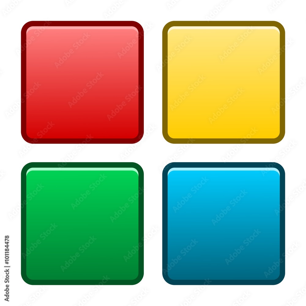 Poster four web buttons, glossy empty buttons