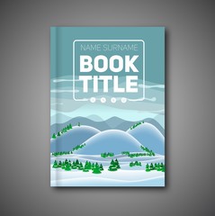 Book cover report, winter illustration, template layout