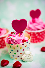 Colorful love cupcake for Valentine day  
