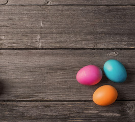 easter eggs on wooden background
