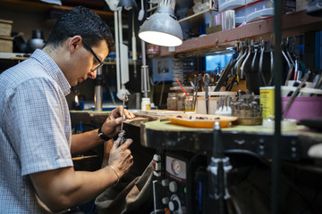 Handyman working on workbench