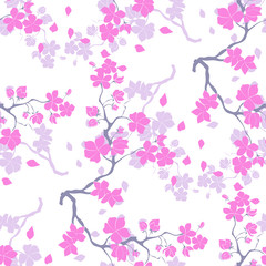 Twig cherry blossoms. Seamless