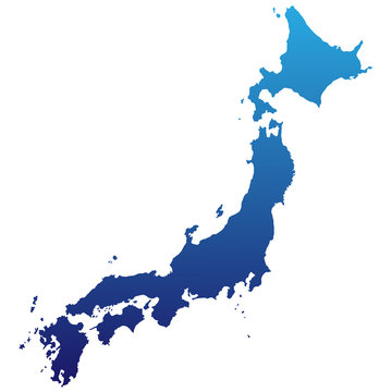 Karte von Japan - Blau (einzeln)