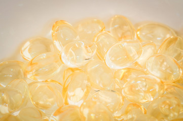 Close up of fish oil capsule