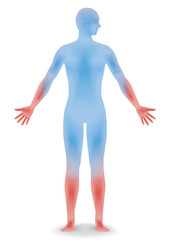 human body silhouette and sensitivity to cold, vector illustration