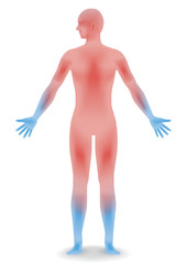 human body silhouette and sensitivity to cold, vector illustration