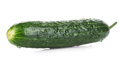 Fresh ripe green cucumber isolated on white background.