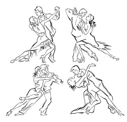 Hand made vector sketch of tango dancers.
