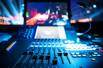 audio sound mixer with buttons and sliders 