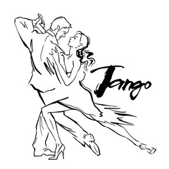 Hand made vector sketch of tango dancers.