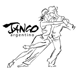 Fototapeta Hand made vector sketch of tango dancers. obraz