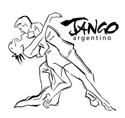 Hand made vector sketch of tango dancers.