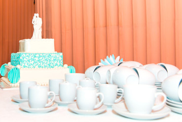 Wedding white and blue cake