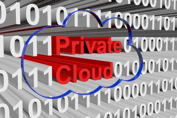 Private cloud represented as binary code