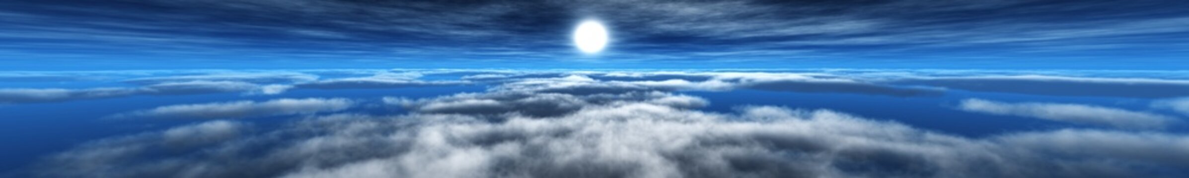 panorama of the sun above the clouds