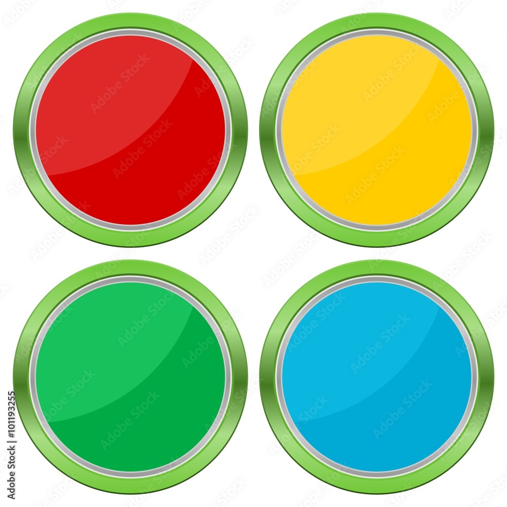 Poster four web buttons, glossy empty buttons