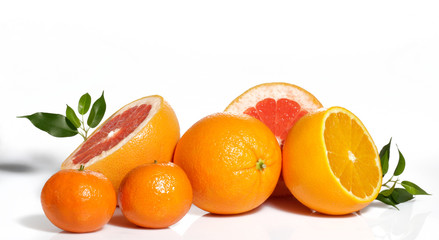 Citrus fruits isolated on white