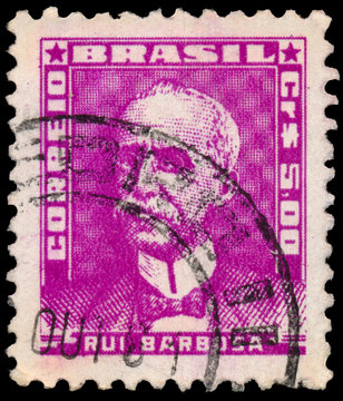 Stamp printed in Brazil shows portrait of Ruy Barbosa