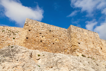 Facade of medieval fortress. Calafell, Spain