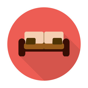 Couch Flat Icon With Long Shadow For Web