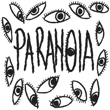 doodle concept of psychosis paranoia, mental disorders,  illustration icon