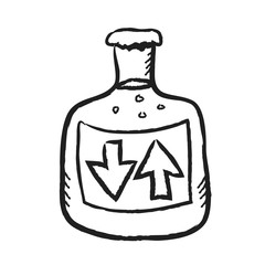 doodle glass bottle with label download upload,   illustration icon