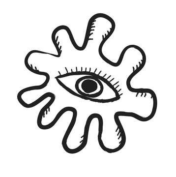 doodle starfish with big eye, illustration icon