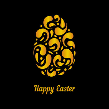 Greeting card with gold easter egg-2