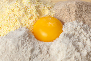 colored flour with egg