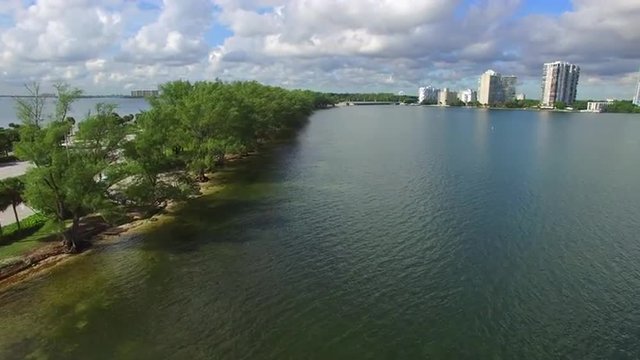 Aerial drone video of Key Biscayne nature scene