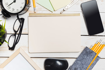 Table top with various stationery