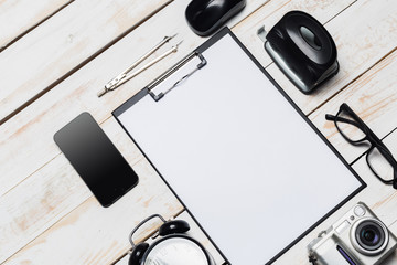 Table top with various stationery