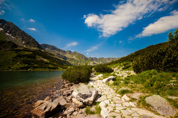 Beautiful Tatry mountains landscape Five Lakes Valley