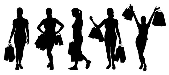 women shopping silhouettes
