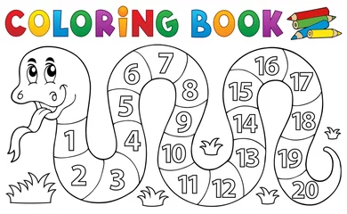 Cercles muraux Pour enfants Coloring book snake with numbers theme