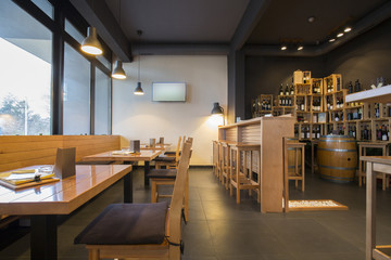 Interior of a modern wine bar