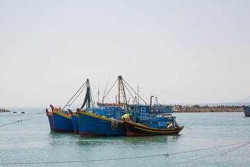 Fototapeta na wymiar Fischerboote in Phan Thiet und Mui Ne in Vietnam