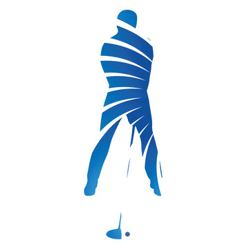 Golfer silhouette, abstract vector golf player