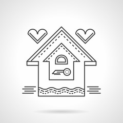 Real estate flat line vector icon. Family house