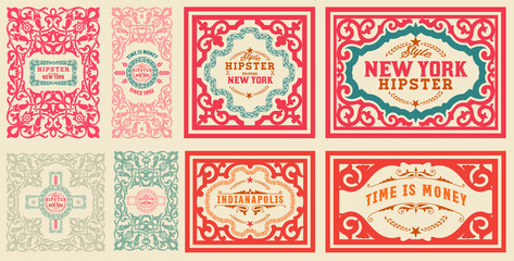 Retro cards set, with Floral Details