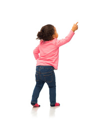 african baby girl pointing finger to something